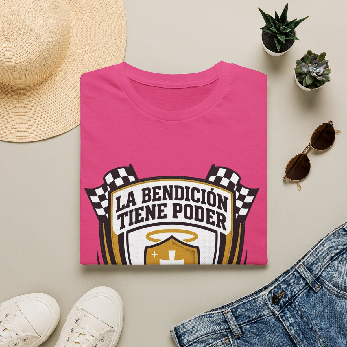 La bendicion tiene poder Escudo de Carrera T-Shirt