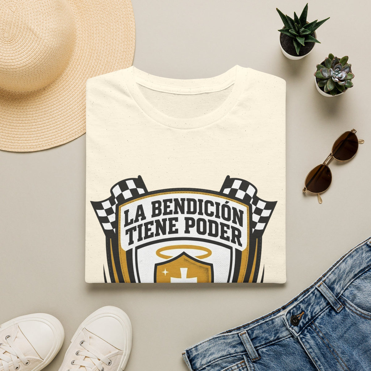 La bendicion tiene poder Escudo de Carrera T-Shirt