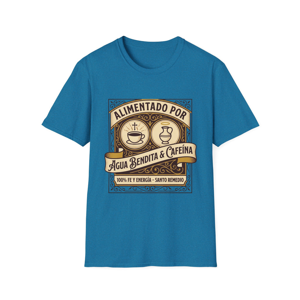 Alimentado por Agua Bendita y Cafeina T-Shirt