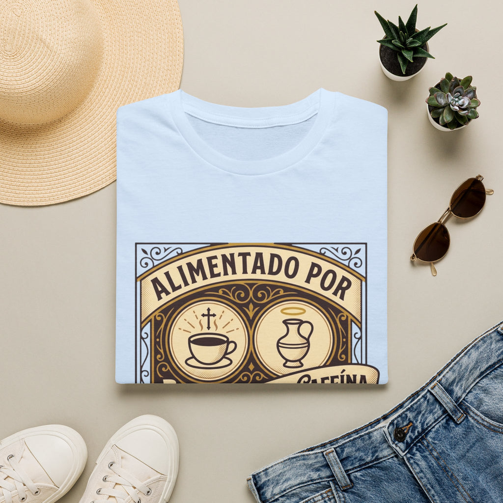 Alimentado por Agua Bendita y Cafeina T-Shirt