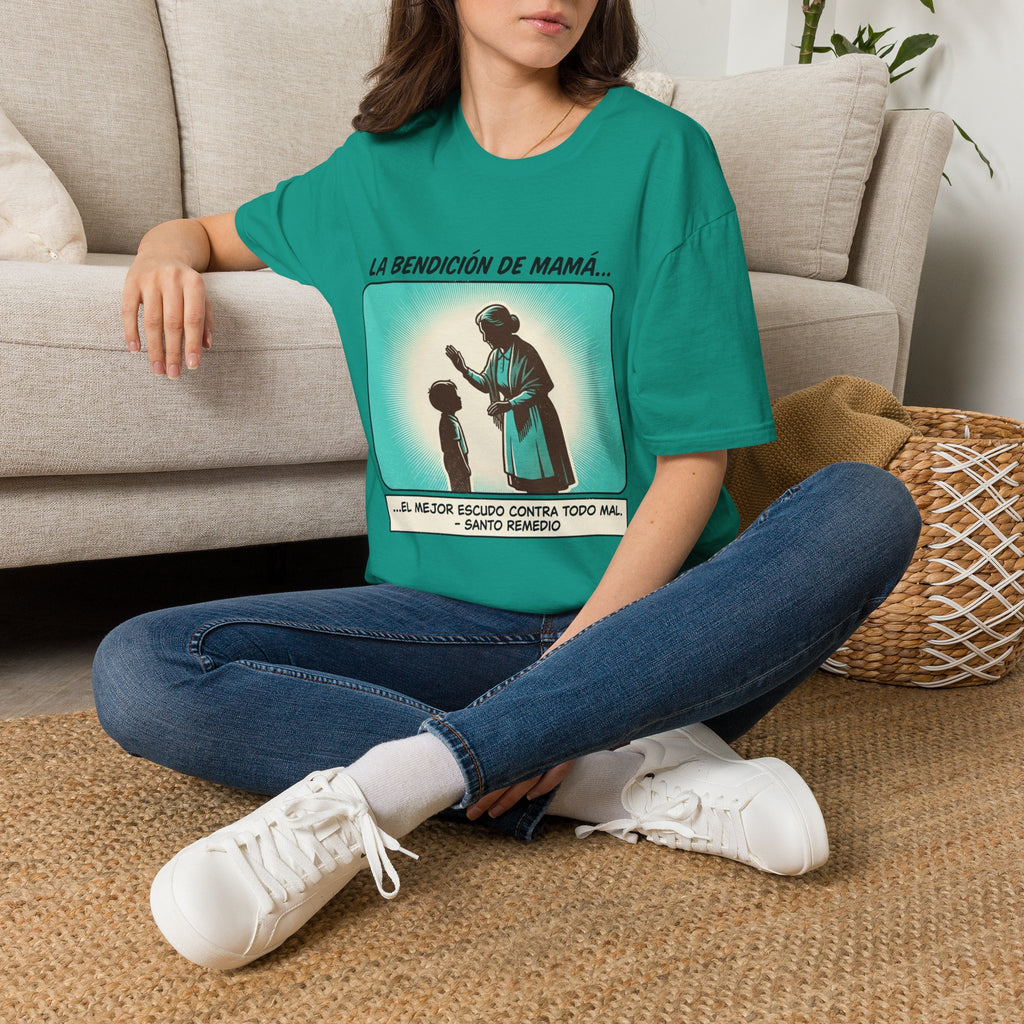 La Bendicion de Mama fondo azul T-Shirt