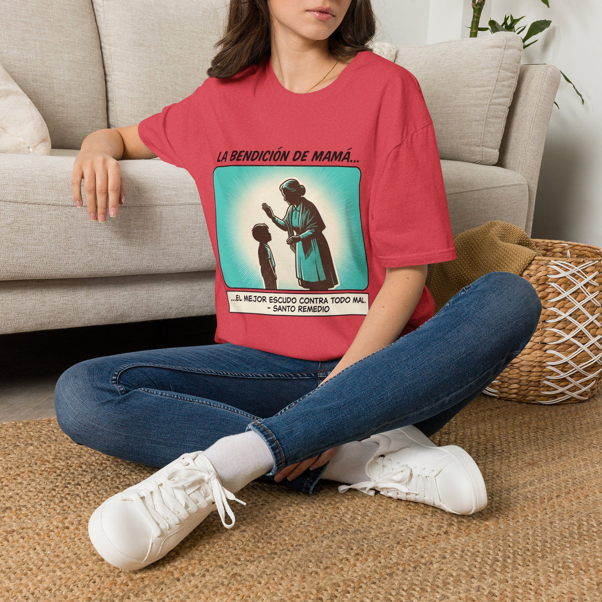 La Bendicion de Mama fondo azul T-Shirt