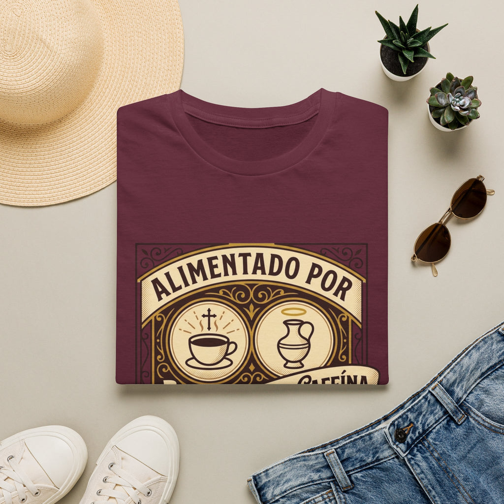 Alimentado por Agua Bendita y Cafeina T-Shirt